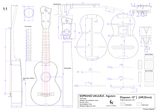 Progetto CAD Ukuele Soprano fvguitars